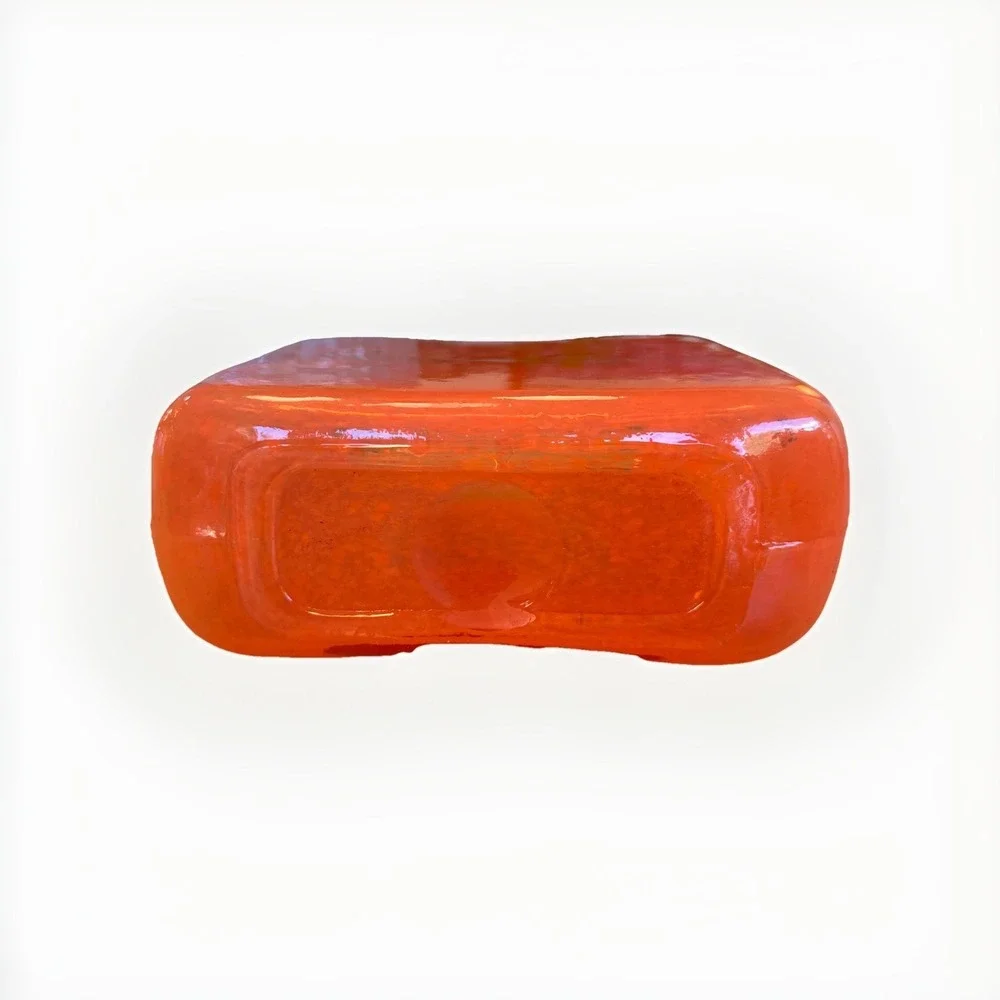 Crate & Barrel Vintage‎ Rectangle Orange Blown Glass Vase Heavy Contemporary